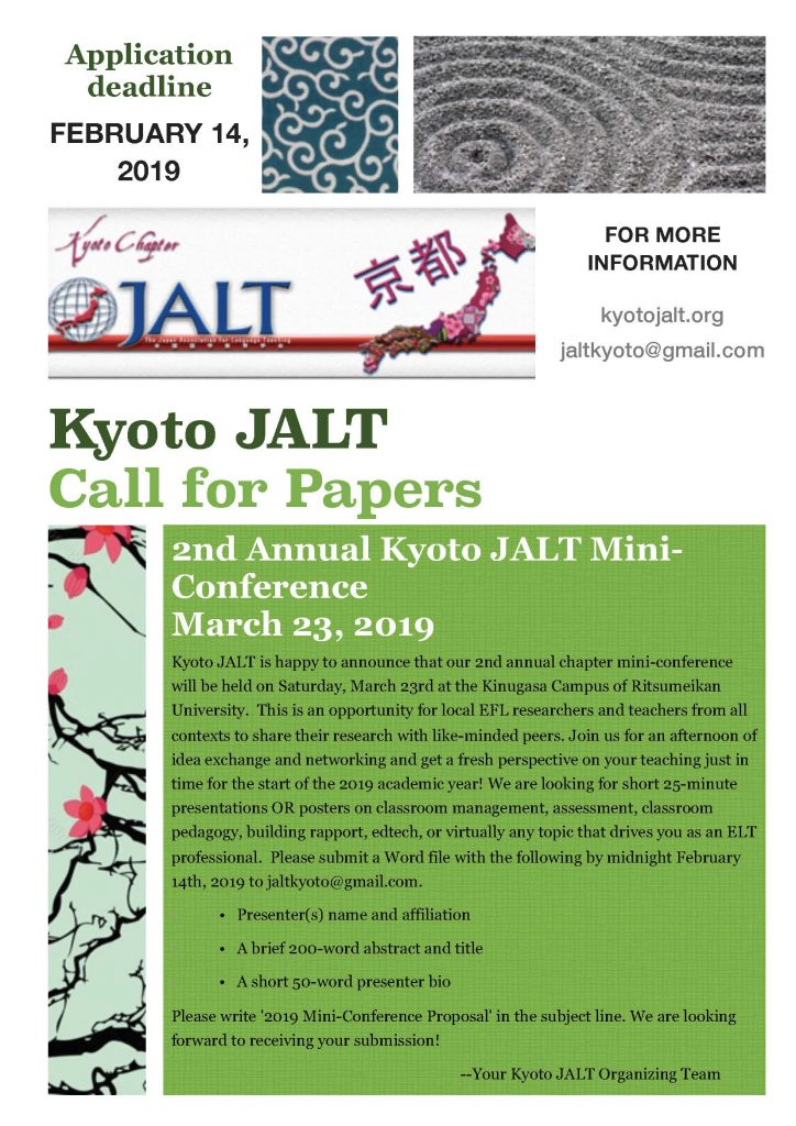 Kyoto JALT Call for Papers